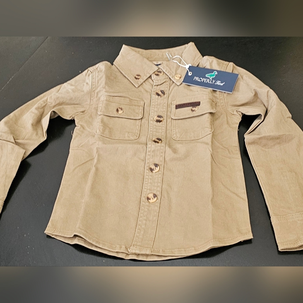 New properly tied  harvest work shirt, camel